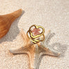 Wholesale Stainless Steel Minimalist Geometric Heart Shape Open Unisex Ring With Electroplating
