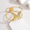 Wholesale Stainless Steel Minimalist Geometric Hollow Buckle Women's Bracelet With 18K Gold Electroplating
