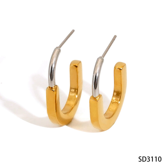 Wholesale Stainless Steel Minimalist Geometric U Shaped Electroplated Women's Earrings
