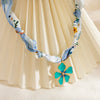 Wholesale Stainless Steel Minimalist Style Flower Pendant Rope Necklace With Electroplating For Women