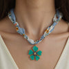 Wholesale Stainless Steel Minimalist Style Flower Pendant Rope Necklace With Electroplating For Women
