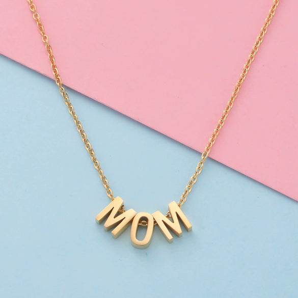 Wholesale Stainless Steel Mirror Polished Letter Pendant Necklace With Water Wave Chain