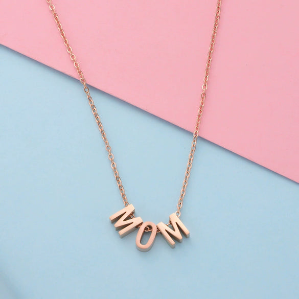 Wholesale Stainless Steel Mirror Polished Letter Pendant Necklace With Water Wave Chain