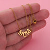 Wholesale Stainless Steel Mirror Polished Letter Pendant Necklace With Water Wave Chain