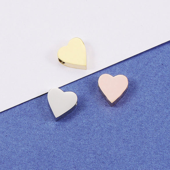 Wholesale Stainless Steel Mirror Polished Love Shaped Glossy Loose Beads Jewelry Accessories Diy Handmade