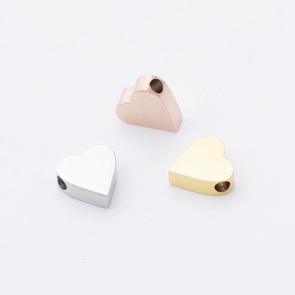 Wholesale Stainless Steel Mirror Polished Love Shaped Glossy Loose Beads Jewelry Accessories Diy Handmade