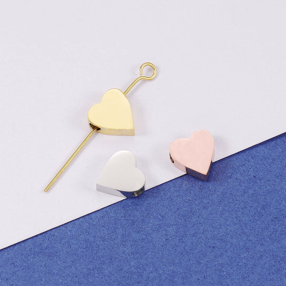 Wholesale Stainless Steel Mirror Polished Love Shaped Glossy Loose Beads Jewelry Accessories Diy Handmade