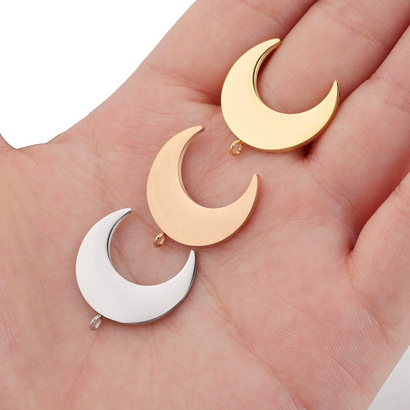 Wholesale Stainless Steel Moon Crescent Horn Pendant Jewelry Accessories Mirror Polished Little Fresh Minimalist Style