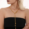 Wholesale Stainless Steel Multi Layer Pull Out Water Drop Sweater Chain With Geometric Pattern Vacuum Plated 18K Gold Adjustable For Women