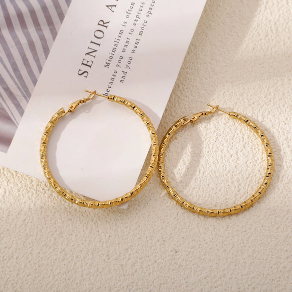 Wholesale Stainless Steel Multisurface Cutting Electroplated Women's Light Luxury Exaggerated Earrings