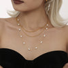 Wholesale Stainless Steel Natural Freshwater Pearl Geometric Light Luxury Sweater Chain Clavicle Necklace With Electroplating