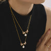 Wholesale 316L Stainless Steel Natural Shell Double Butterfly Geometric Clavicle Necklace Pvd Plated 18K Gold Jewelry For Women