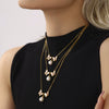 Wholesale Stainless Steel Natural Shell Double Butterfly Geometric Diamond Beads Collarbone Necklace Pvd Plated 18K Gold Jewelry For Women