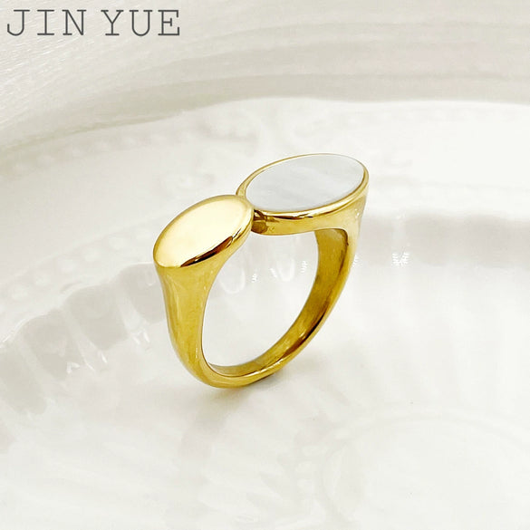 Wholesale Stainless Steel Natural Shell Ring For Women Chic Simple Elegant Fashion Jewelry With Electroplating