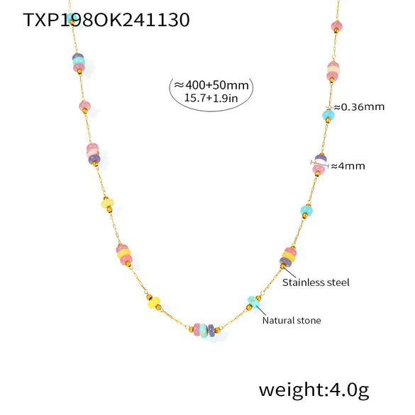 Wholesale 316L Stainless Steel Natural Stone Abacus Bead Necklace And Bracelet Electroplated Light Luxury Style For Women