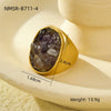 Wholesale Stainless Steel Natural Stone Geometric Ring Electroplated Fashion Women's Hand Jewelry