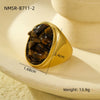 Wholesale Stainless Steel Natural Stone Geometric Ring Electroplated Fashion Women's Hand Jewelry