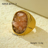 Wholesale Stainless Steel Natural Stone Geometric Ring Electroplated Fashion Women's Hand Jewelry