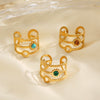 Wholesale Stainless Steel Natural Stone Star Shape Ring For Women With Electroplating