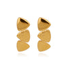 Wholesale Stainless Steel Natural Style Geometric And Leaf Patterned Electroplated Triangle Blade Lava Texture Earrings For Women