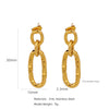 Wholesale Stainless Steel Natural Style Geometric And Leaf Patterned Electroplated Triangle Blade Lava Texture Earrings For Women