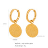Wholesale Stainless Steel Natural Style Geometric And Leaf Patterned Electroplated Triangle Blade Lava Texture Earrings For Women