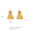 Wholesale Stainless Steel Natural Style Geometric And Leaf Patterned Electroplated Triangle Blade Lava Texture Earrings For Women