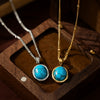 Wholesale Stainless Steel Natural Turquoise Pendant Necklace With Vacuum Plating 18K Gold Color