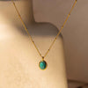 Wholesale Stainless Steel Natural Turquoise Pendant Necklace With Vacuum Plating 18K Gold Color