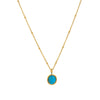 Wholesale Stainless Steel Natural Turquoise Pendant Necklace With Vacuum Plating 18K Gold Color