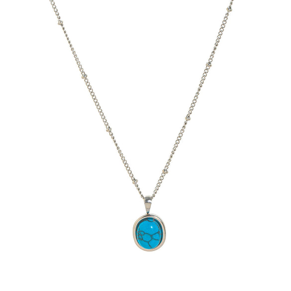 Wholesale Stainless Steel Natural Turquoise Pendant Necklace With Vacuum Plating 18K Gold Color