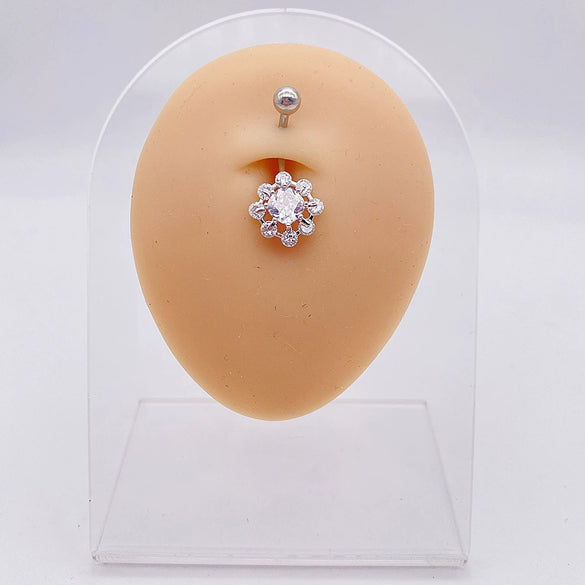 Wholesale Stainless Steel Navel Ring With Heart Butterfly Skull Leaves Star Crown Flowers Zircon Electroplated Women's Piercing Jewelry