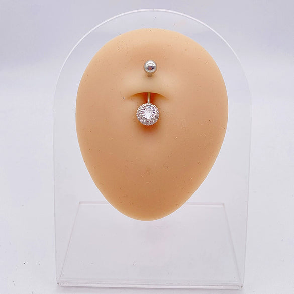 Wholesale Stainless Steel Navel Ring With Heart Butterfly Skull Leaves Star Crown Flowers Zircon Electroplated Women's Piercing Jewelry