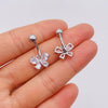 Wholesale Stainless Steel Navel Ring With Heart Butterfly Skull Leaves Star Crown Flowers Zircon Electroplated Women's Piercing Jewelry