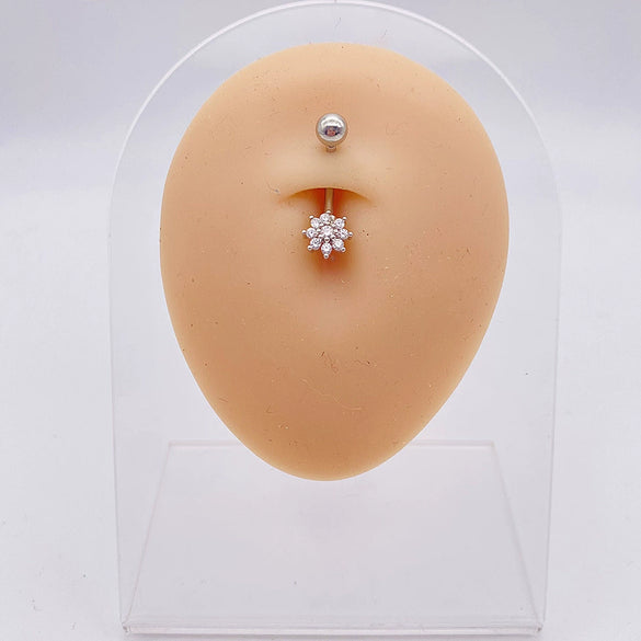 Wholesale Stainless Steel Navel Ring With Heart Butterfly Skull Leaves Star Crown Flowers Zircon Electroplated Women's Piercing Jewelry