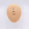 Wholesale Stainless Steel Navel Ring With Heart Butterfly Skull Leaves Star Crown Flowers Zircon Electroplated Women's Piercing Jewelry