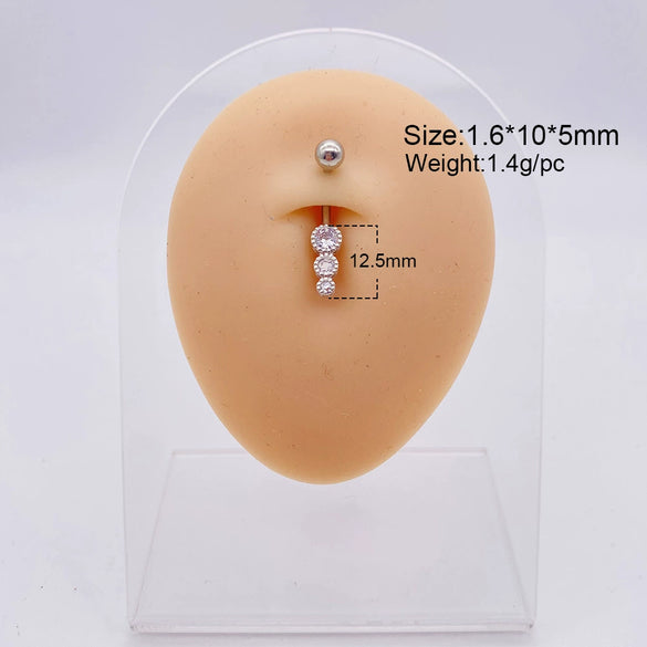 Wholesale Stainless Steel Navel Ring With Heart Butterfly Skull Leaves Star Crown Flowers Zircon Electroplated Women's Piercing Jewelry