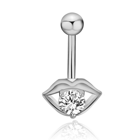 Wholesale Stainless Steel Navel Ring With Heart Butterfly Skull Leaves Star Crown Flowers Zircon Electroplated Women's Piercing Jewelry