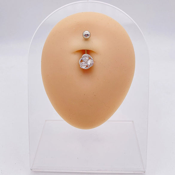 Wholesale Stainless Steel Navel Ring With Heart Butterfly Skull Leaves Star Crown Flowers Zircon Electroplated Women's Piercing Jewelry
