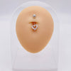 Wholesale Stainless Steel Navel Ring With Heart Butterfly Skull Leaves Star Crown Flowers Zircon Electroplated Women's Piercing Jewelry
