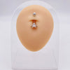Wholesale Stainless Steel Navel Ring With Heart Butterfly Skull Leaves Star Crown Flowers Zircon Electroplated Women's Piercing Jewelry