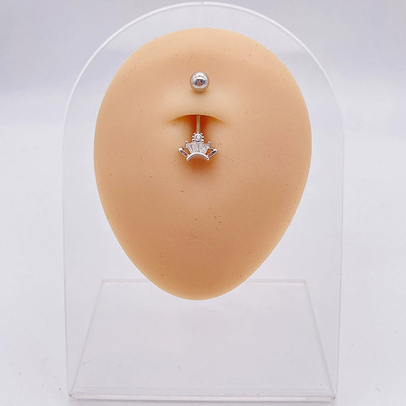 Wholesale Stainless Steel Navel Ring With Heart Butterfly Skull Leaves Star Crown Flowers Zircon Electroplated Women's Piercing Jewelry