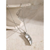 Wholesale Stainless Steel Necklace Electroplated With Ivory Inlaid Cat's Eye Stone Geometric Design