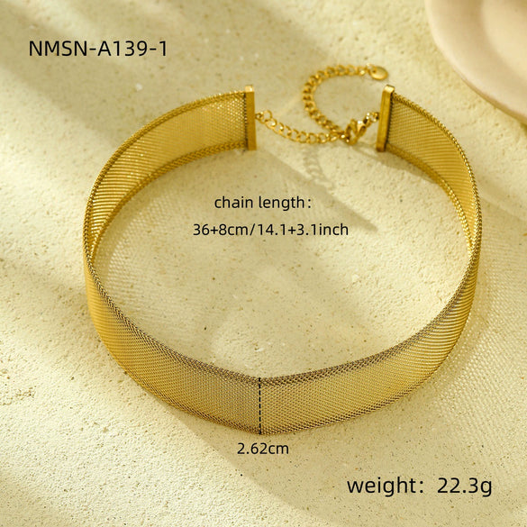 Wholesale Stainless Steel Necklace Light Luxury Simple Mesh Geometric Electroplated Trendy Fashionable Cold Style Highend Nonfading For Women