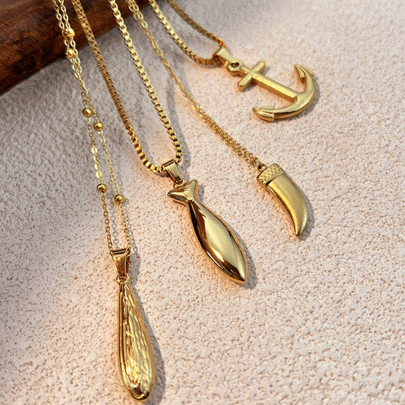 Wholesale Stainless Steel Necklace Retro Style Ushaped Electroplated Jewelry For Unisex