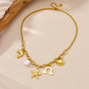 Wholesale Stainless Steel Necklace Ushaped Ocean Series Oil Dripping Rainbow Clouds Shells Starfish Electroplating For Women Minimalist Style