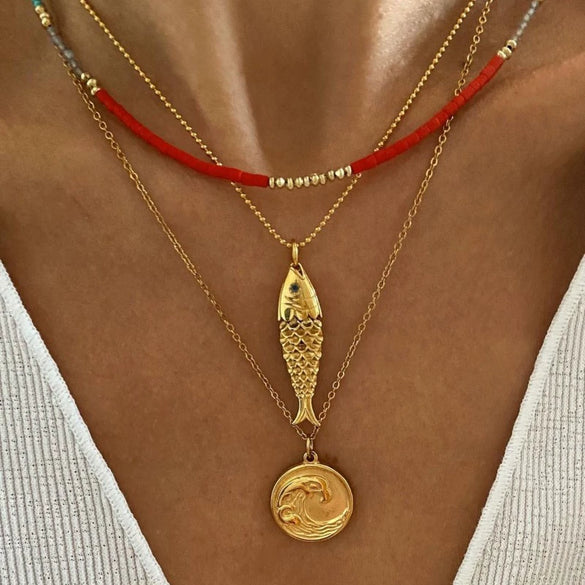 Wholesale Stainless Steel Necklace With Animal Zodiac Pattern Electroplated Light Luxury Jewelry