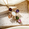 Wholesale Stainless Steel Necklace With Copper Inlaid Zircon Pendant Geometric Style Electroplated For Women