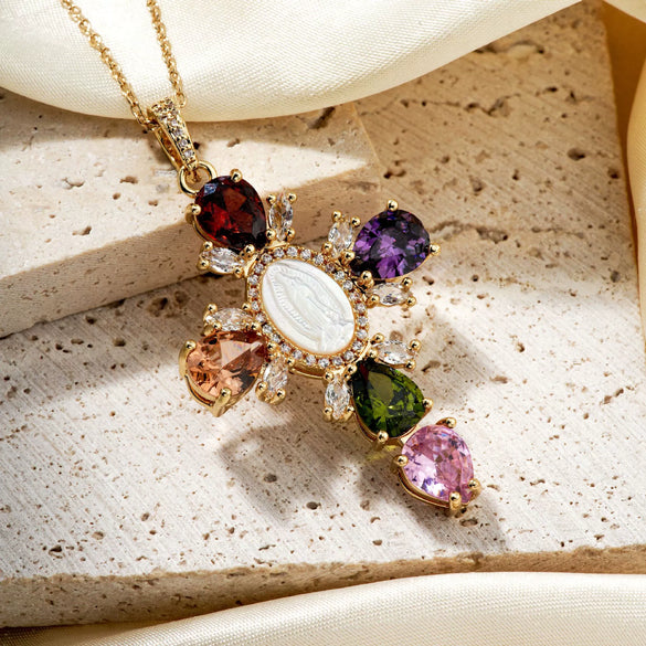 Wholesale Stainless Steel Necklace With Copper Inlaid Zircon Pendant Geometric Style Electroplated For Women