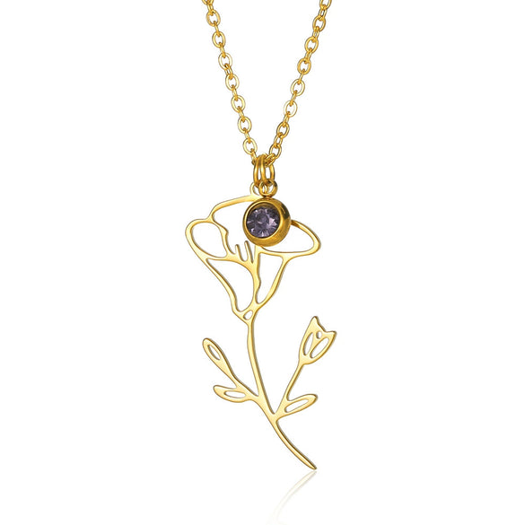 Wholesale Stainless Steel Necklace With Electroplating Letters Numbers Text Pattern Birthstone Pendant